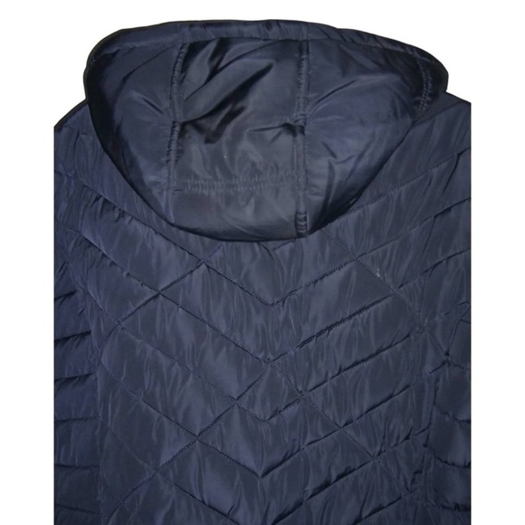 Elora Coat Puffer Long Full Length Warm Ski Winter Vacation Navy Blue Heavy Hood - Picture 12 of 16